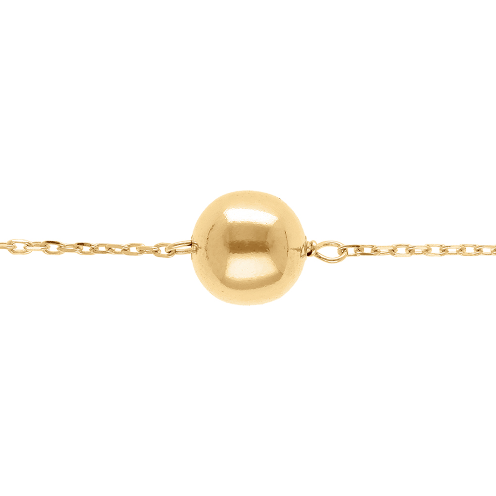 Bracelet en argent dor� boule 10mm - 16+3cm - Vue 1