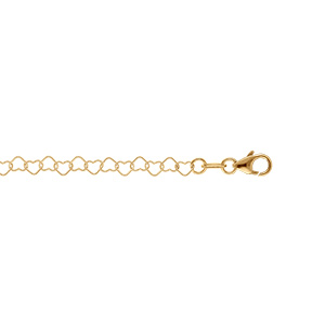Bracelet en argent doré chaîne maille forme coeur 3mm - 13+2cm - Vue 1