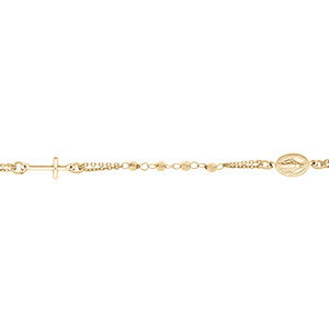 Bracelet en argent doré chapelet boules diamantées - 16+4cm - Vue 1