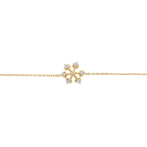 Bracelet en argent doré flocon de neige avec oxydes blancs - 16+3cm - Vue 1