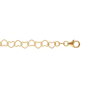 Bracelet en argent dor maille forme coeur 5mm - 18cm - Vue 1