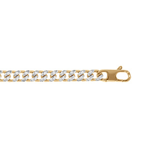 Bracelet en argent doré maille gourmette diamantée 6mm - 20cm - Vue 1