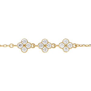 Bracelet en argent dor� multi fleurs par�e d' oxydes blancs sertis - 15+3cm