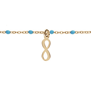 Bracelet en argent et dor chane avec boules infini couleur turquoise 15+3cm - Vue 1