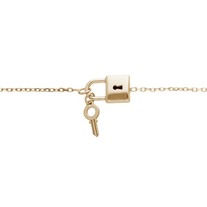 Bracelet en argent et dorure jaune chane avec cadenas et clef 16+3cm - Vue 1