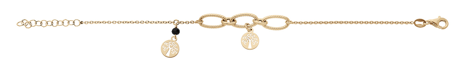 bracelet acier inoxydable intercalaires ovales cabochon pierre chaîne maille rectangle 0222505