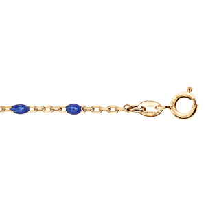 Bracelet en argent et dorure jaune chane avec olives bleu fonc 15+3cm - Vue 1