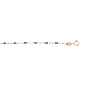 Bracelet en argent et dorure jaune chane avec olives couleur bleu transparent 15+3cm - Vue 1