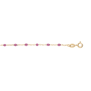 Bracelet en argent et dorure jaune chane avec olives couleur framboise transparent 15+3cm - Vue 1