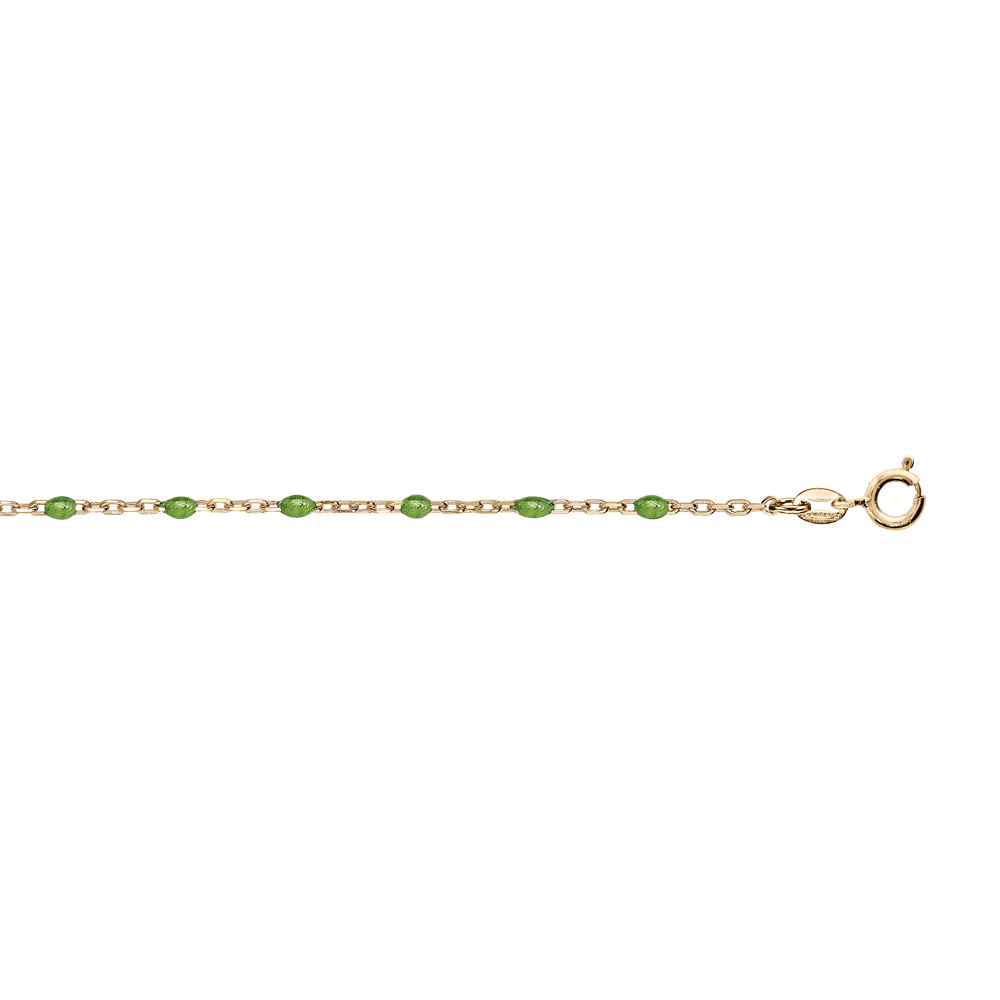 Bracelet en argent et dorure jaune cha�ne avec olives couleur vert 15+3cm - Vue 1