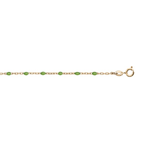 Bracelet en argent et dorure jaune chane avec olives couleur vert 15+3cm - Vue 1