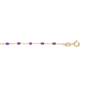 Bracelet en argent et dorure jaune chane avec olives couleur violet transparent 15+3cm - Vue 1