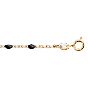Bracelet en argent et dorure jaune chane avec olives noire 15+3cm - Vue 1