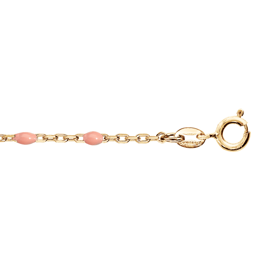 Bracelet en argent et dorure jaune cha�ne avec olives rose 15+3cm - Vue 1