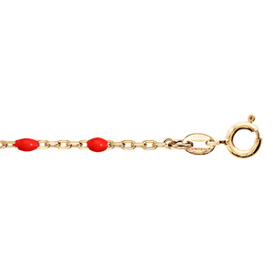 Bracelet en argent et dorure jaune chane avec olives rouge 15+3cm - Vue 1