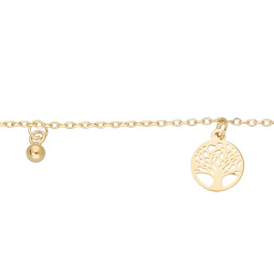 Bracelet en argent et dorure jaune chane avec pampilles arbre de vie et boules 16+3cm - Vue 1