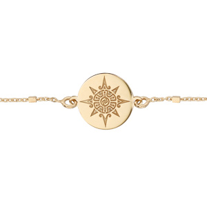 Bracelet en argent et dorure jaune chaîne avec pastille soleil stylisé 17+3cm - Vue 1