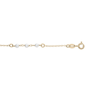 Bracelet en argent et dorure jaune chane avec 9 Perles blanches de synthse 16+3cm - Vue 1