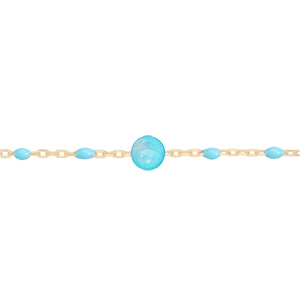 Bracelet en argent et dorure jaune chane avec perles de couleur turquoise et pierre Hmimorphite vritable 16+3cm - Vue 1