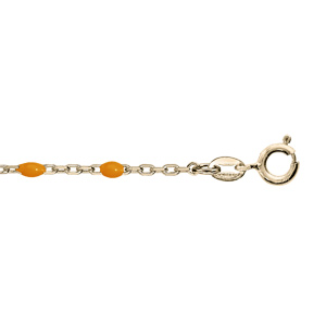 Bracelet en argent et dorure jaune chane avec perles orange fluo 15+3cm - Vue 1