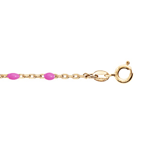Bracelet en argent et dorure jaune chane avec perles roses fluo 15+3cm - Vue 1