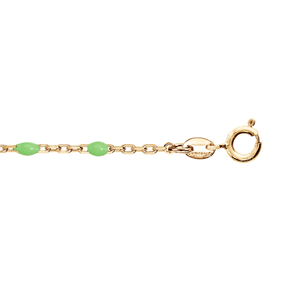 Bracelet en argent et dorure jaune cha�ne avec perles vert fluo 15+3cm - Vue 1