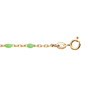 Bracelet en argent et dorure jaune chane avec perles vert fluo 15+3cm - Vue 1