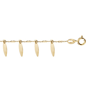 Bracelet en argent et dorure jaune diamanté chaîne avec pampilles lisses 16+3cm - Vue 1