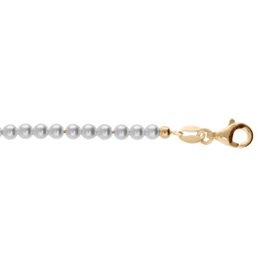 Bracelet en argent et dorure jaune en perles blanche de synthse 3mm longueur 15.5+3cm - Vue 1
