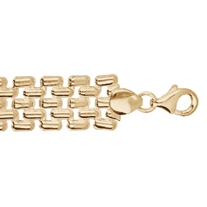Bracelet en argent et dorure jaune maille fantaise quadrillée 18cm - Vue 1