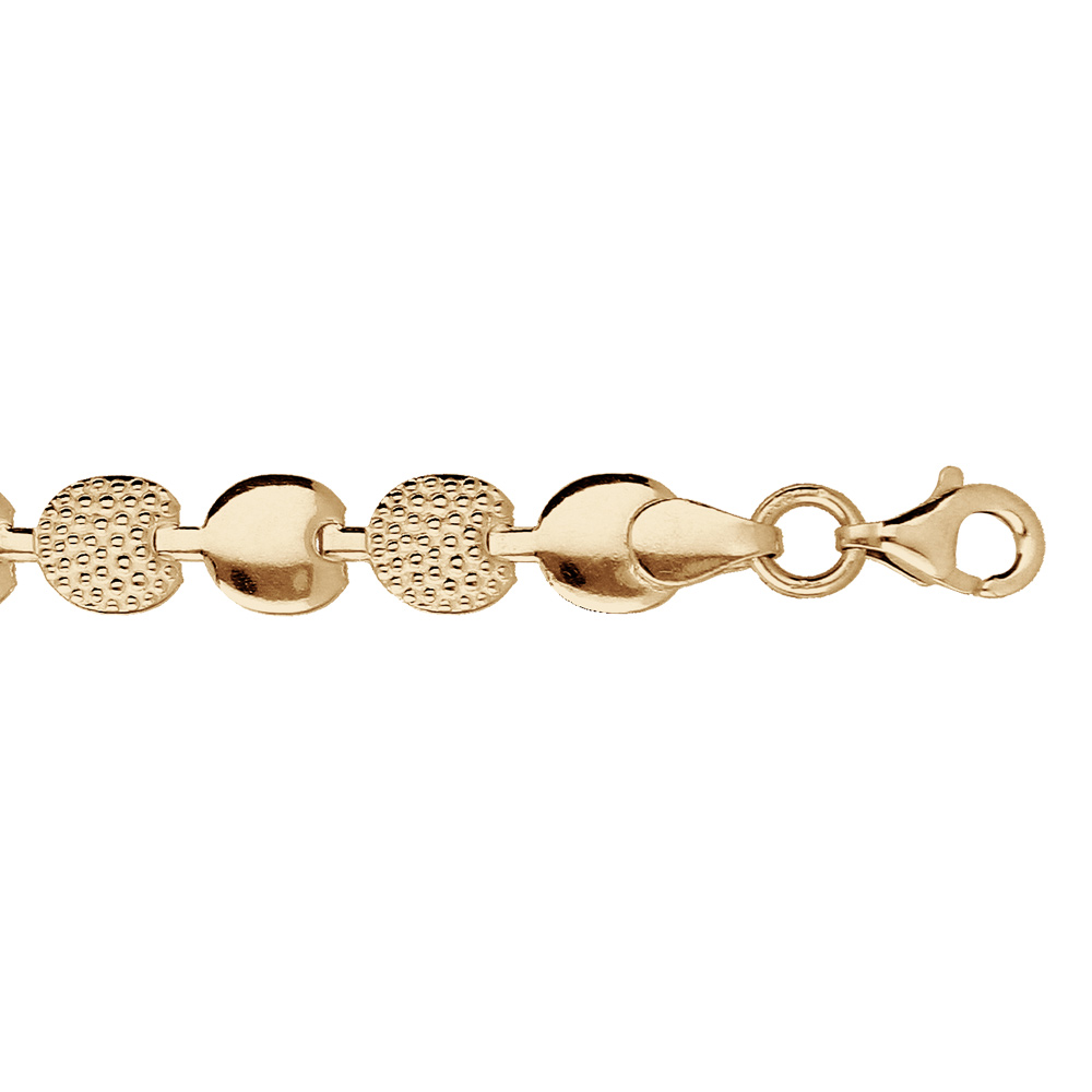 Bracelet en argent et dorure jaune pastilles lisses et orn�es d\'oxydes blancs 18cm - Vue 1