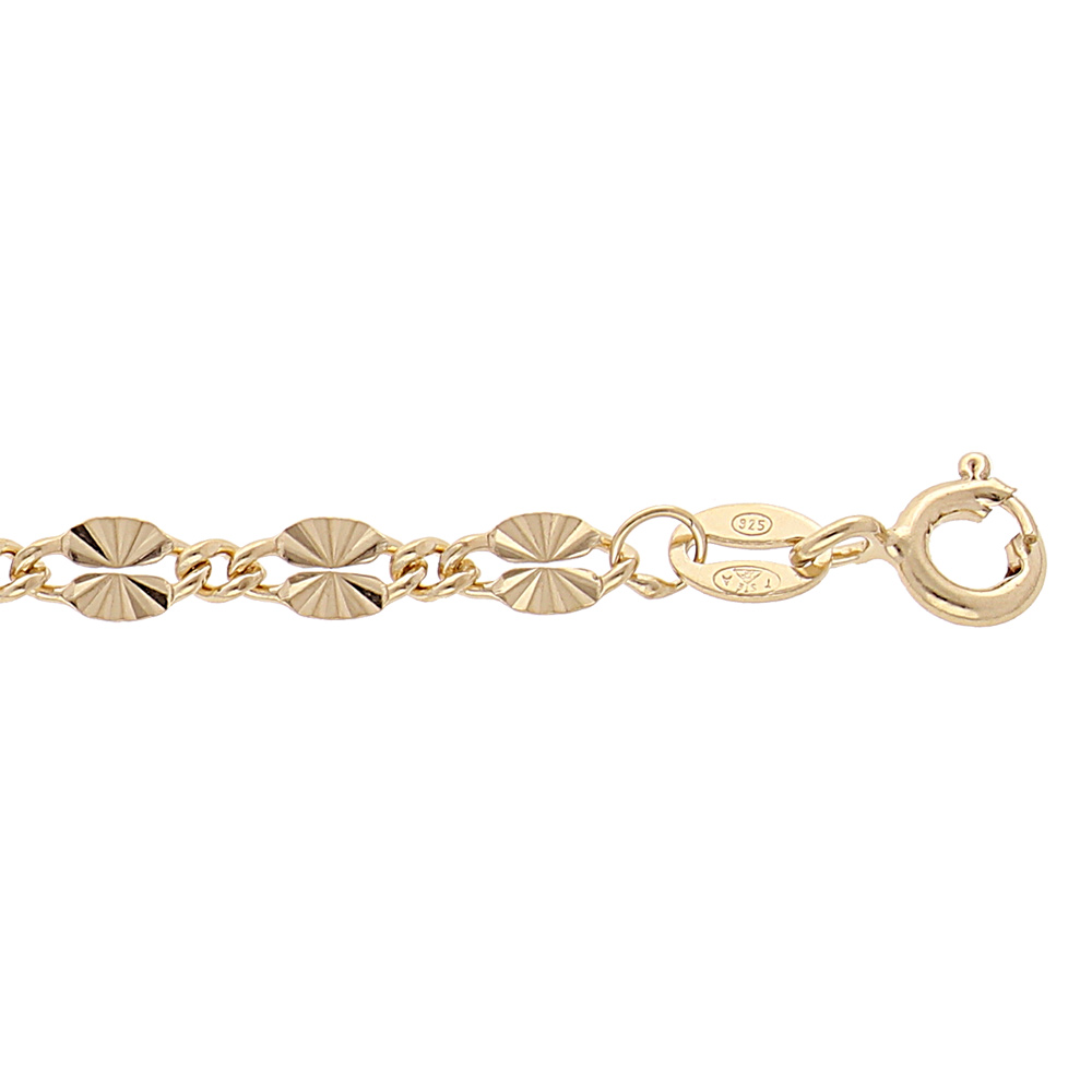 Bracelet en argent et dorureaune petite pastilles serr�es diamant�es 16+3cm - Vue 1