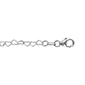 Bracelet en argent maille forme cur de 3mm - longueur 13cm + 2cm de rallonge - Vue 1
