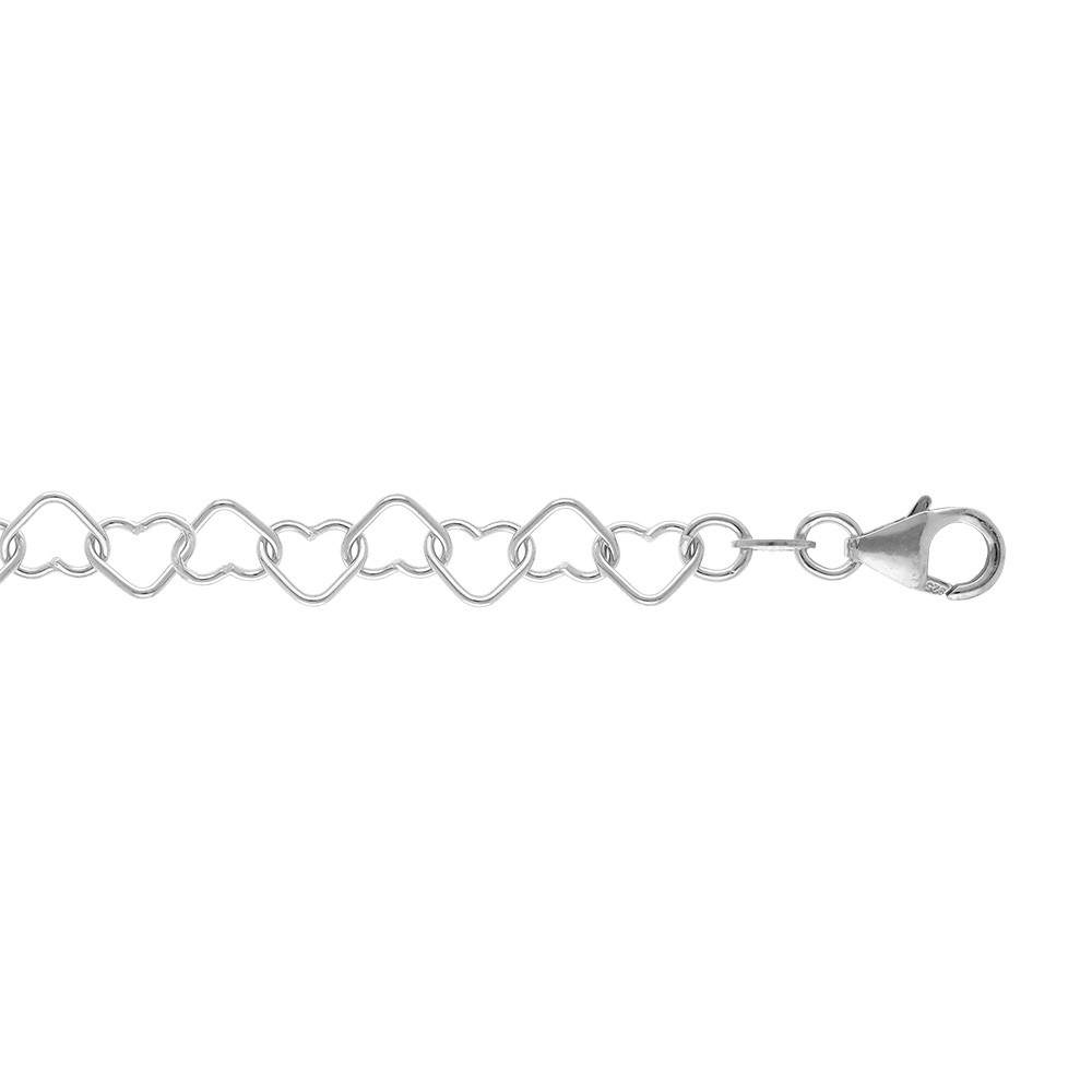 Bracelet en argent maille forme c�ur de 5mm - longueur 18cm - Vue 1