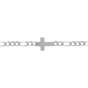 Bracelet en argent passivé 1+3 4mm croix plate lisse - 18cm - Vue 1