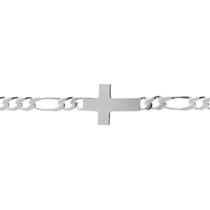 Bracelet en argent passivé 1+3 5mm croix plate lisse - 19cm - Vue 1