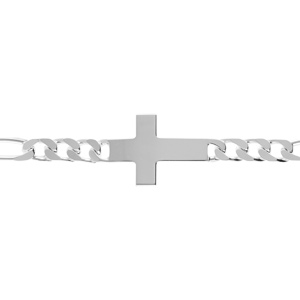 Bracelet en argent passivé 1+3 6mm croix plate lisse - 20cm - Vue 1