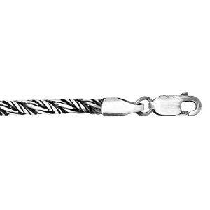 Bracelet en argent patine maille ronde longueur 20,5cm - Vue 1