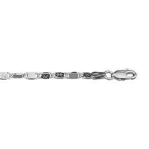 Bracelet en argent petits maillons allongs avec diamantage toil dessus - longueur 18cm - Vue 1