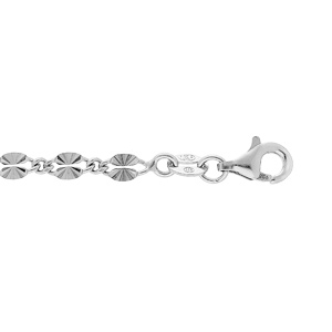 Bracelet en argent petits maillons ovales diamants tourns en alternance - longueur 18cm - Vue 1