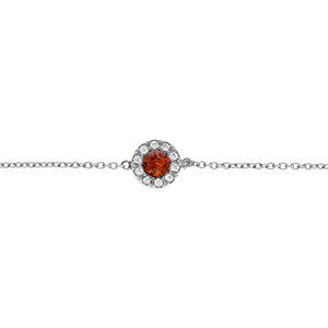 Bracelet en argent rhodié ambre rond véritable entouré d\'oxydesblancs - 16+3cm - Vue 1