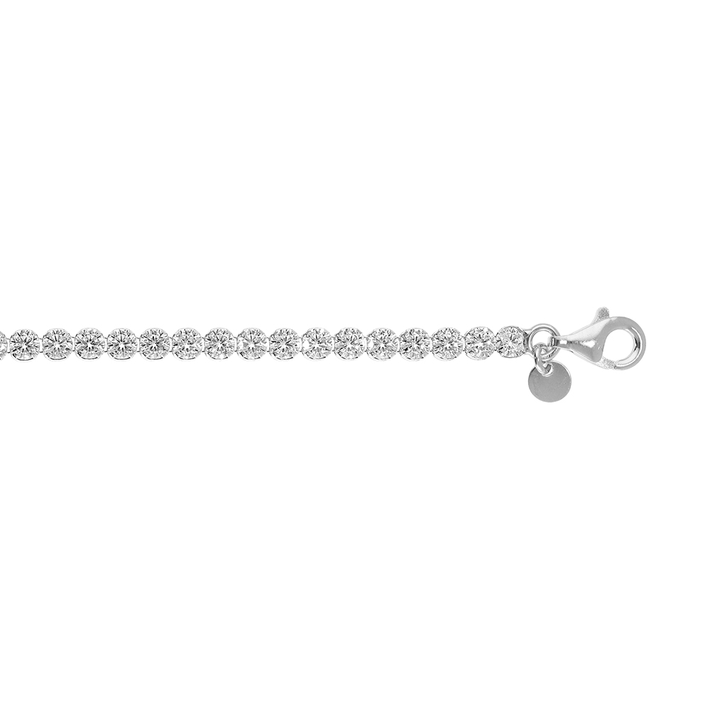 Bracelet en argent rhodi� avec oxydes blancs sertis tennis 3mm - 16+3cm - Vue 1