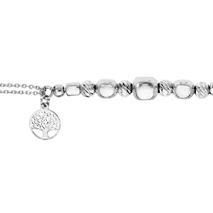 Bracelet en argent rhodi avec range cubes et boules et pampilles arbre de vie 16+3cm - Vue 1