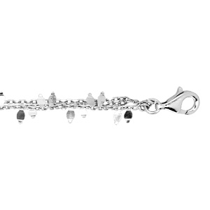Bracelet en argent rhodi avec triple chane fantaisie longueur 17+3cm - Vue 1