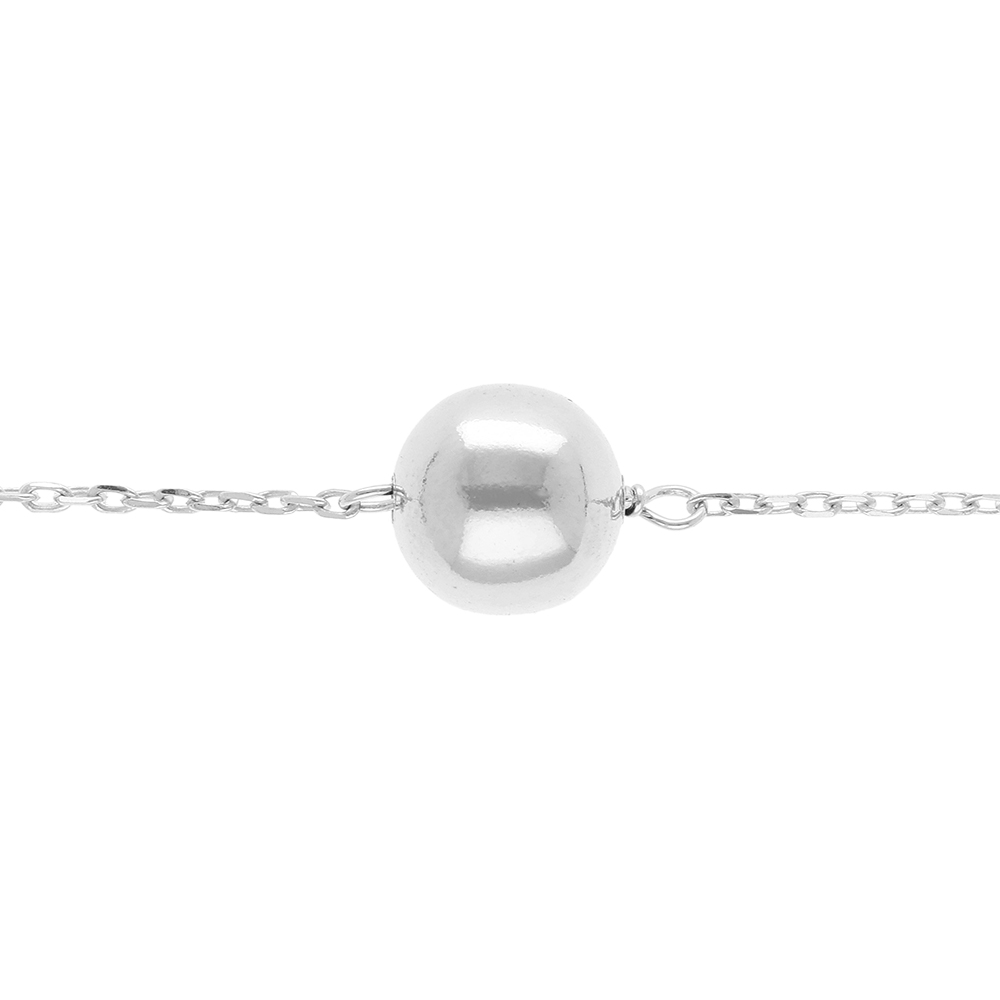 Bracelet en argent rhodi� boule 10mm -16+3cm - Vue 1