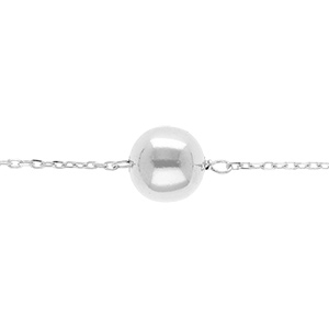 Bracelet en argent rhodi boule 10mm -16+3cm
