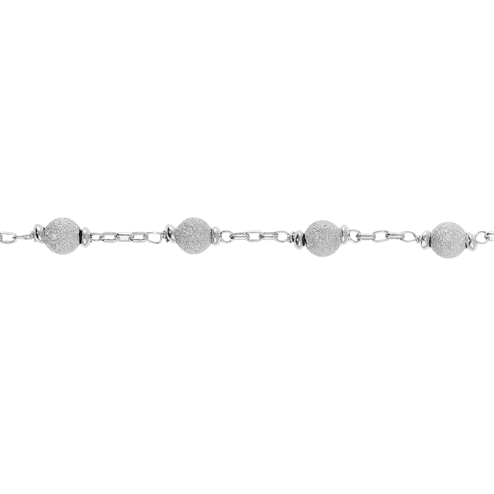 Bracelet en argent rhodi� boules givr�es - 16+3cm - Vue 1