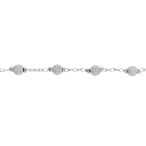 Bracelet en argent rhodié boules givrées - 16+3cm - Vue 1