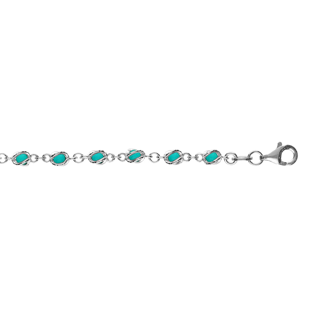 Bracelet en argent rhodi� boules oxydes bleu ciel en cage 16+3cm - Vue 1
