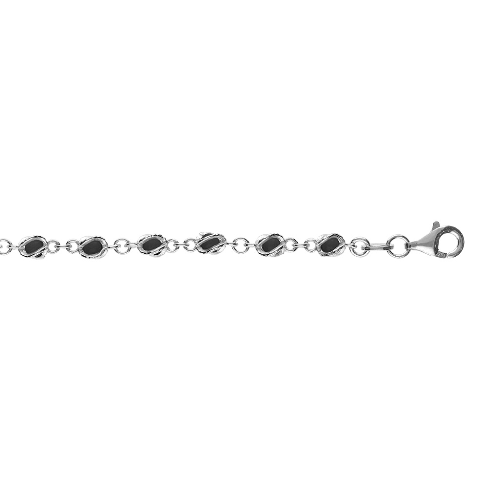 Bracelet en argent rhodi boules oxydes noirs en cage 16+3cm - Vue 1